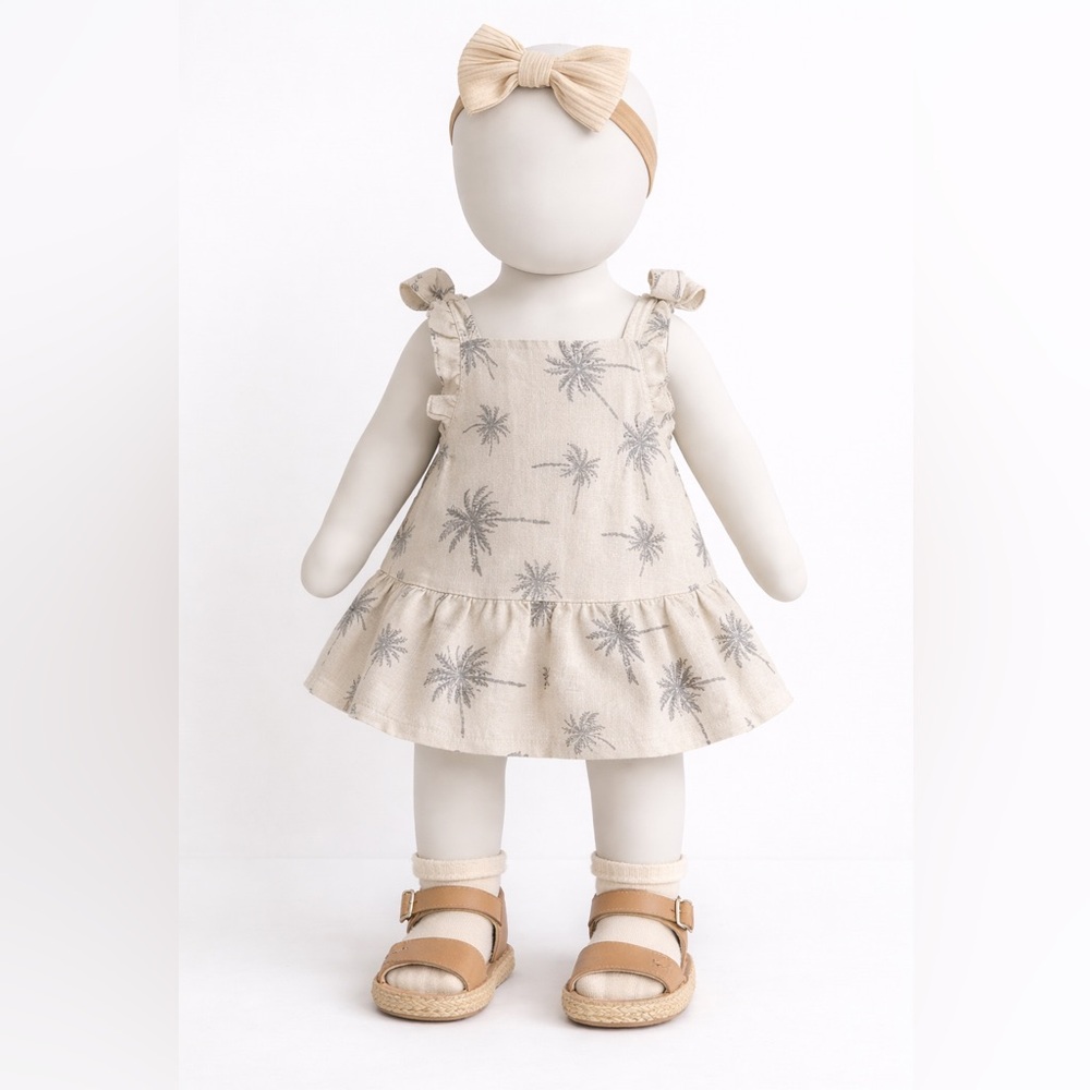 Carter's Beige and Gray Palm Print Dress